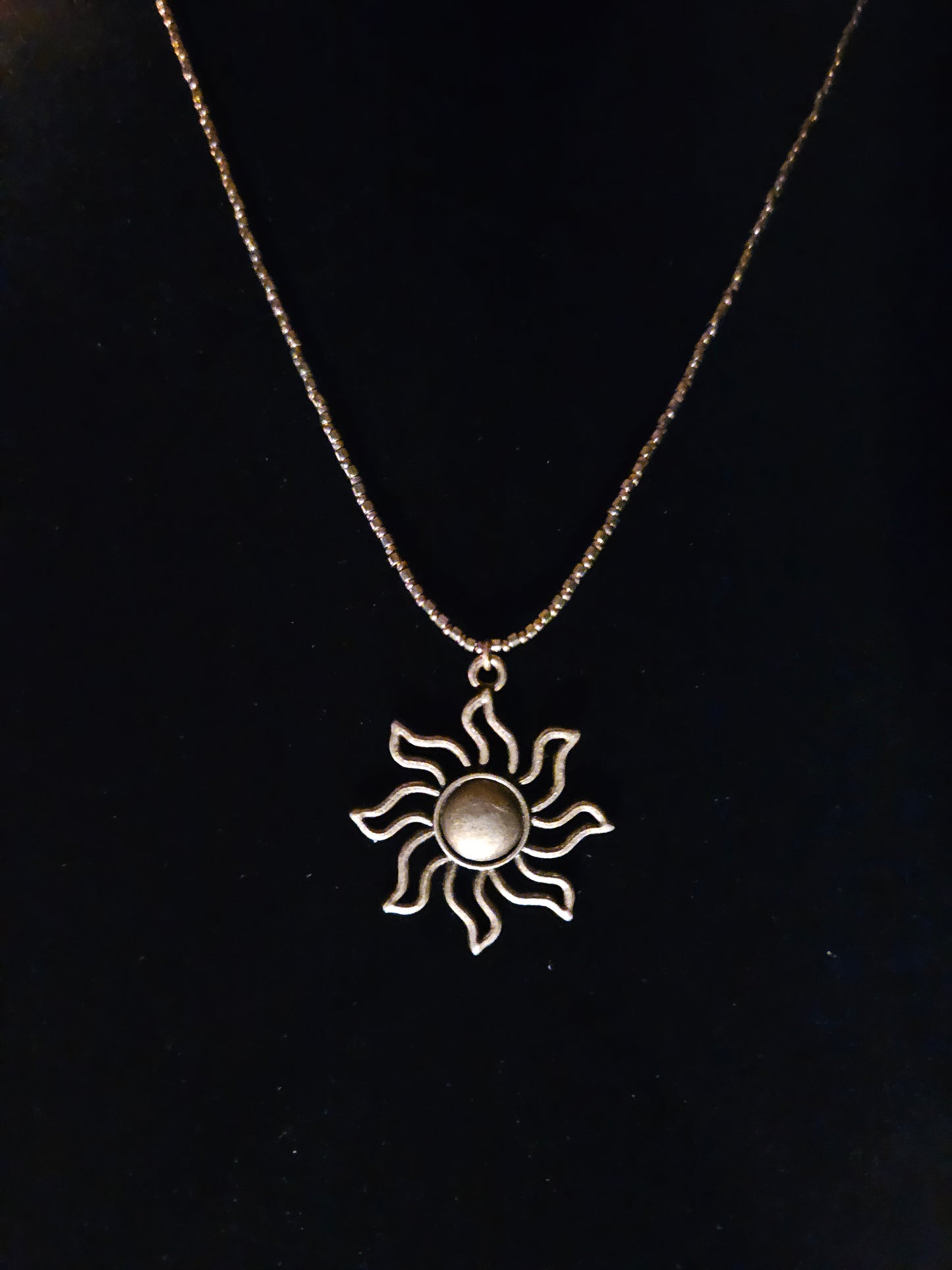 Burning Sun Bronze Pendant Necklace