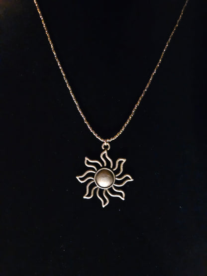 Burning Sun Bronze Pendant Necklace