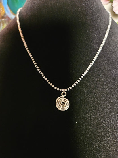 Black and White Spiral Necklace